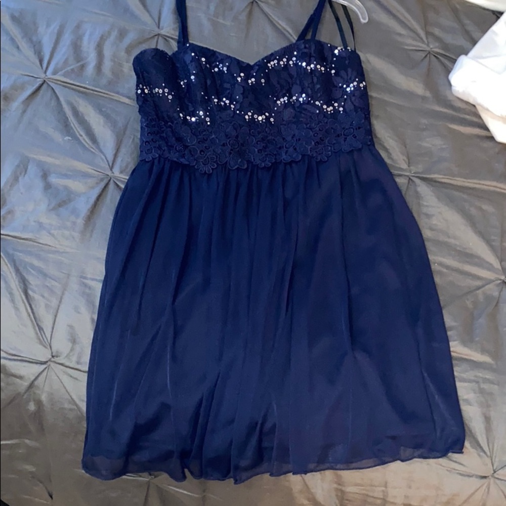 navy blue formal short dress